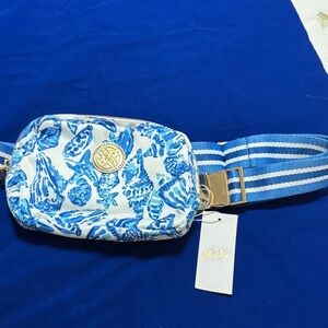Lilly Pulitzer White & Blue Seashell Print Crossbody Belt Bag